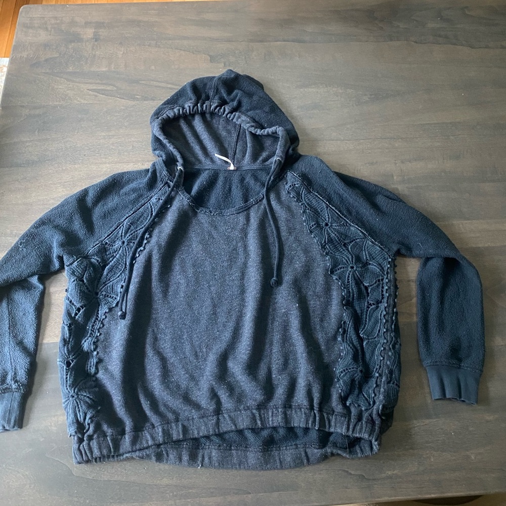 Free People Black Hoodie with Design